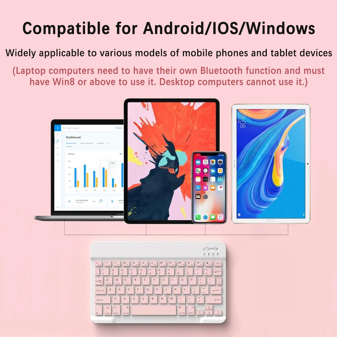 Bluetooth-совместимая клавиатура, перезаряжаемая эргономичная компьютерная клавиатура для iPad, тонкая беспроводная клавиатура для iOS, Android, Windows