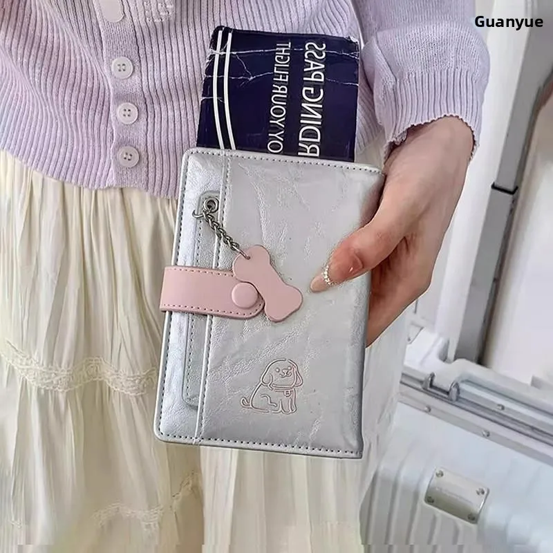 Cute Dog Passport Holder Travel Document Card Wallet Storage Protection Cover Bucket Shape Soft PU Leather Functional Bag view 5