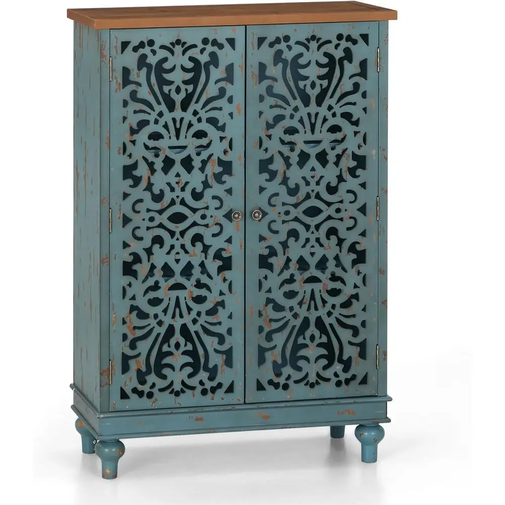 

Стильный синий высокий двухдверный шкаф 47.4 для гостиной и столовой