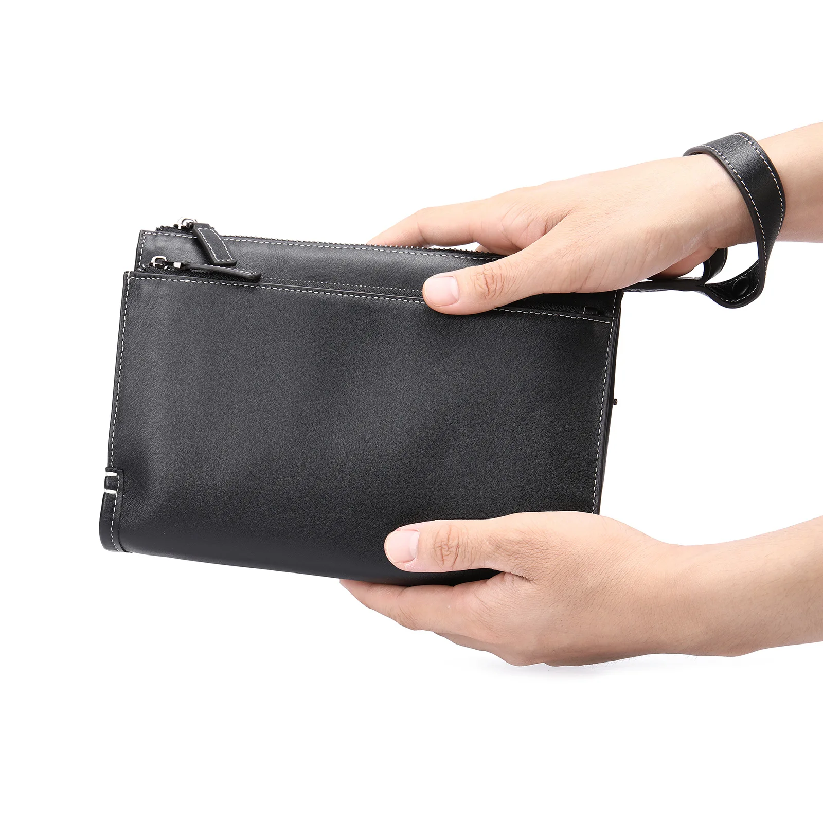 Luxury Brand Day Clutch Bags Men Male Leather Wallet With Wrist Belt Bag Fashion Hand Caught Bag Cow Skin Cowhide Clutch Bag Men