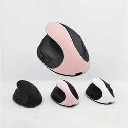 Left Hand Pink 2.4G Vertical Mouse 6D Ergonomic Wireless Mouse USB Optical 1600 Adjustable DPI 6 Buttons Mause for Laptop PC