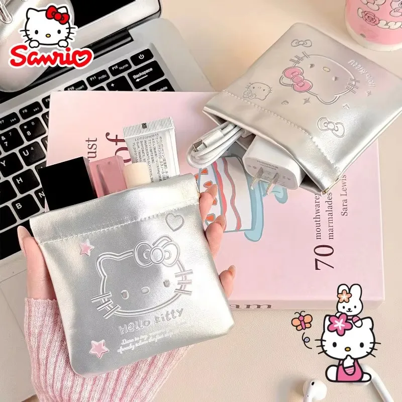 Kawaii HelloKitty cartoon peripheral storage bag, portable cosmetics, headphones, lipstick storage bag, travel bag sub packaging