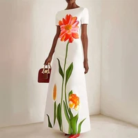 Gymystars vestidos de noche de verano vestidos de fiesta elegantes 2026 moda cuello barco estampado de flores lujoso vestido de vacaciones ropa de tendencia