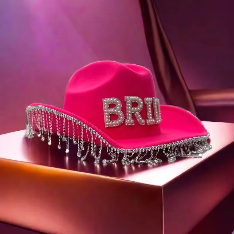 HongLuan Glitter Costume Hat Adult & Cowboy Hats Rhinestone for Woman, Cowboy Cosplay Female Accessories & Cowgirl Cap