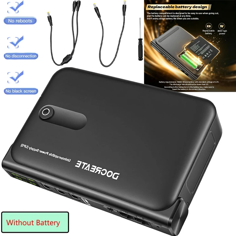 EU Plug Mini UPS Battery Backup Without Battery UPS Backup Battery Power Supply Supports 5V/9V/12V for Router Modem Camera - view 2