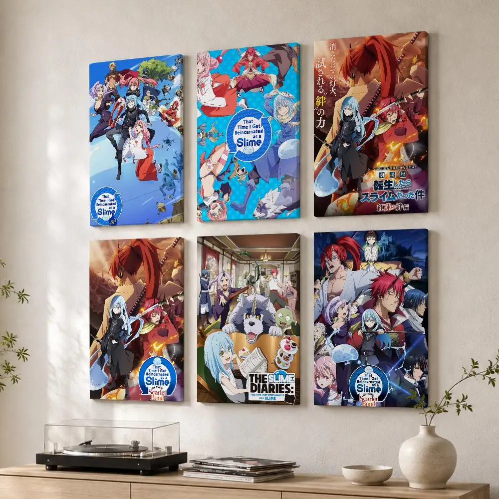 Time I Got Reincarnated Slime Framed Wall Painting Wood Canvas Poster For Living Room Bedroom Hallway Office Home Decor Gift