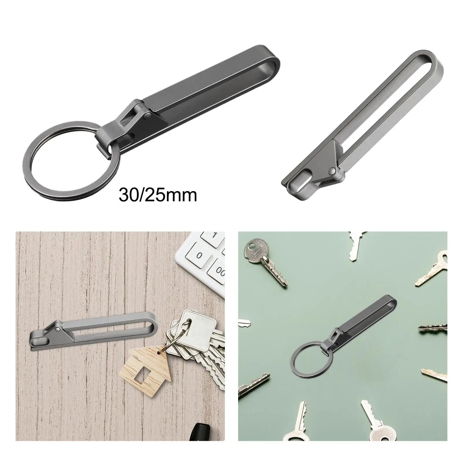 Secure Grip Titanium Alloy Belt Clip Keyring Holder Carabiner Quick Release Waist Buckle Keychain for Belt Loop Pants Travel EDC