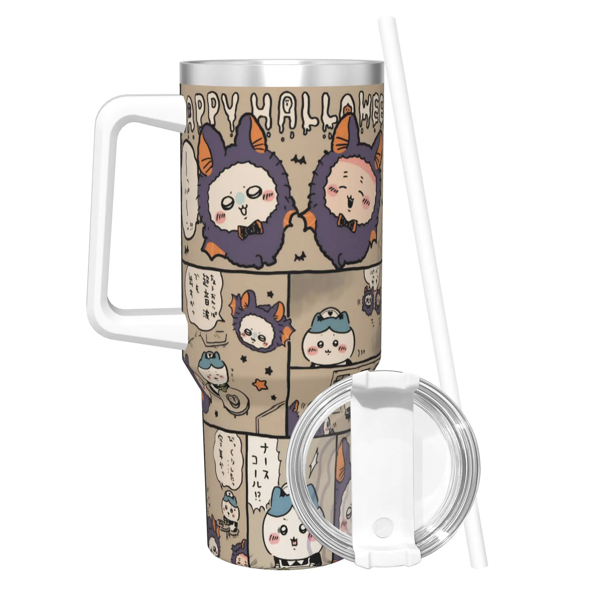 Stainless Steel Tumbler Chiikawas Halloween Kawaii Spooky Costume Thermal Mug Portable Hot Drinks Mugs Cup Beach Water Bottle