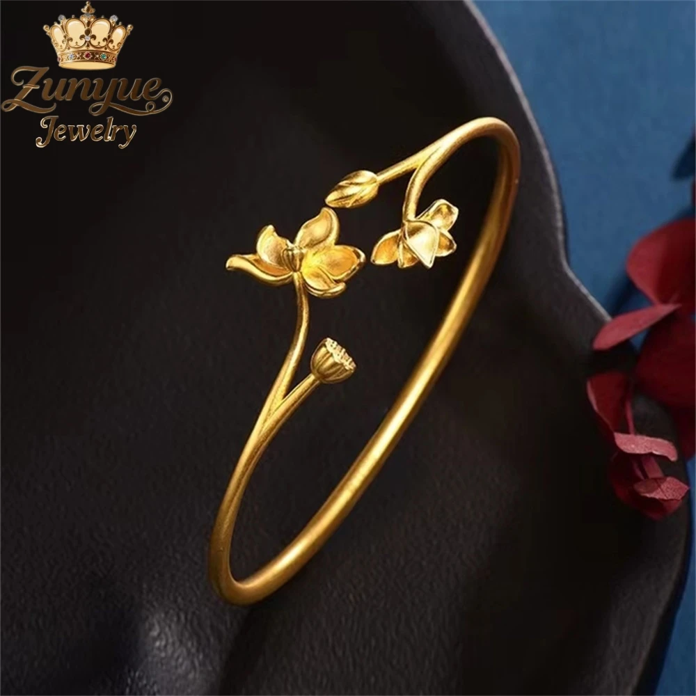 

Sand Gold Lotus Two-Life Joy Bracelet Luxury Quality Jewelry Best Selling Fashion Jewelry Exquisite Elegant Charms Popular Gift