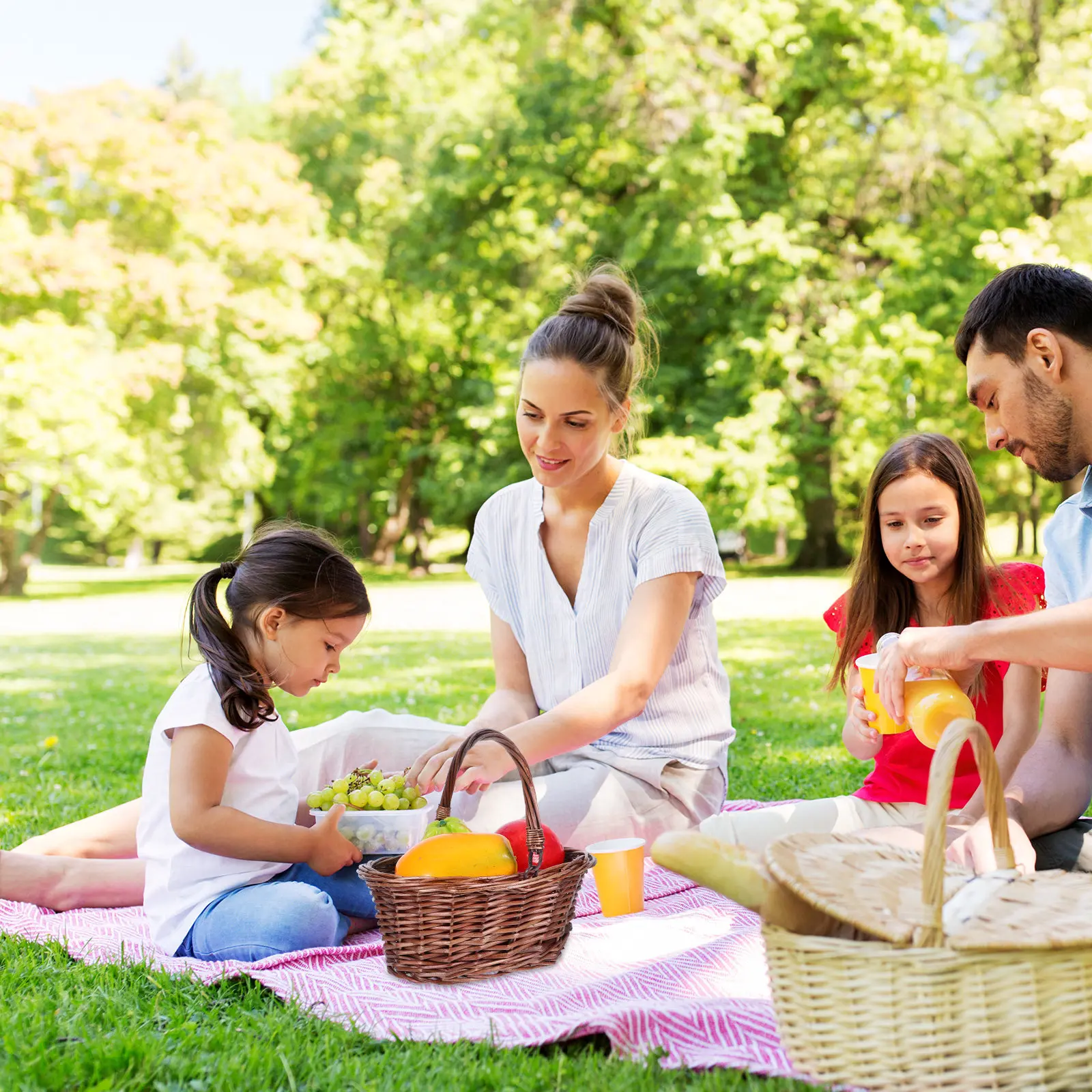 

Willow Picnic Basket with Handle Picnic Hamper Basket for Fruits Flowers Wicker Woven Storage Container Outdoor Camping Picnic
