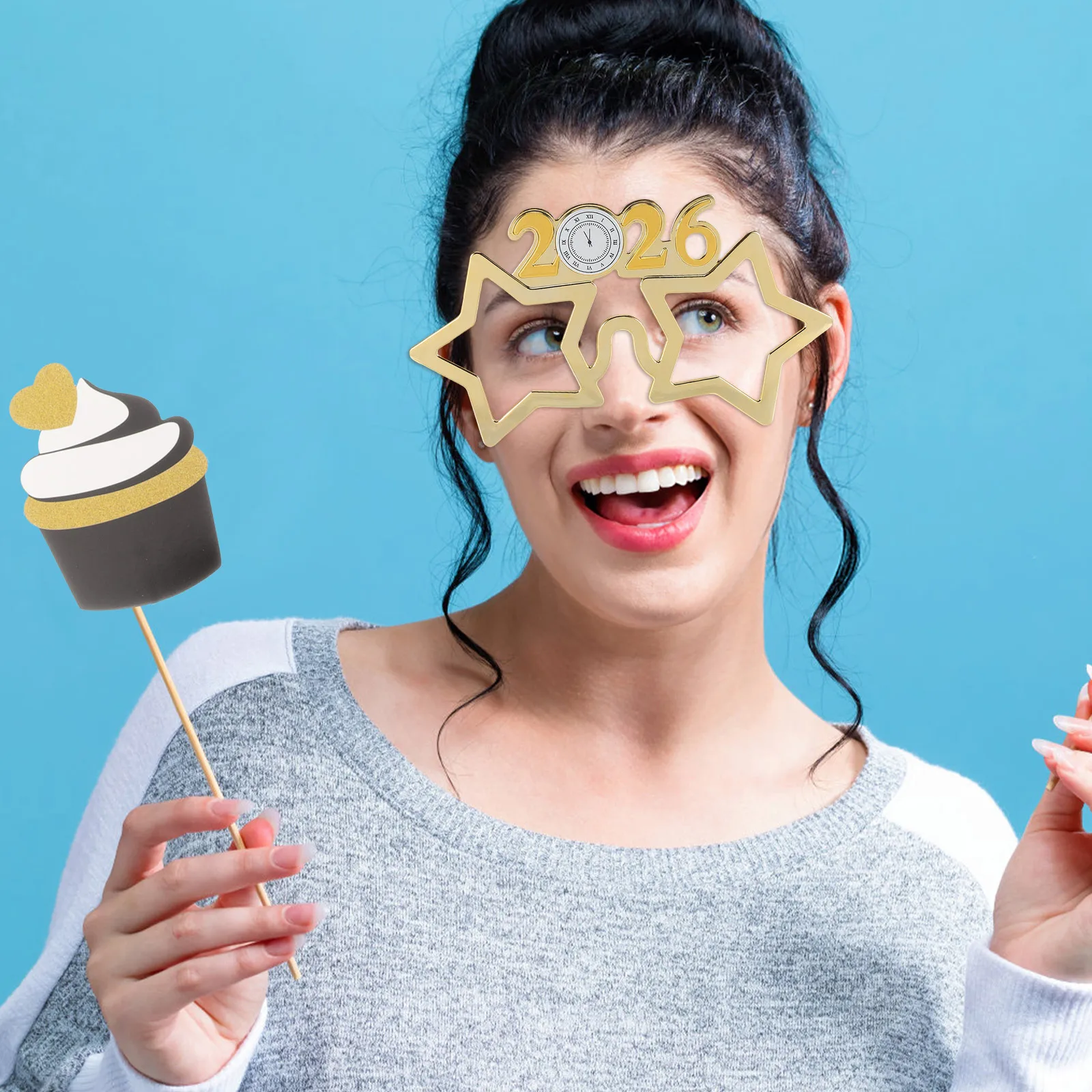 4 قطعة 2026 عشية رأس السنة نظارات الحفلات مضحك صور الدعائم سنة جديدة سعيدة لوازم الحفلات 2026 النظارات