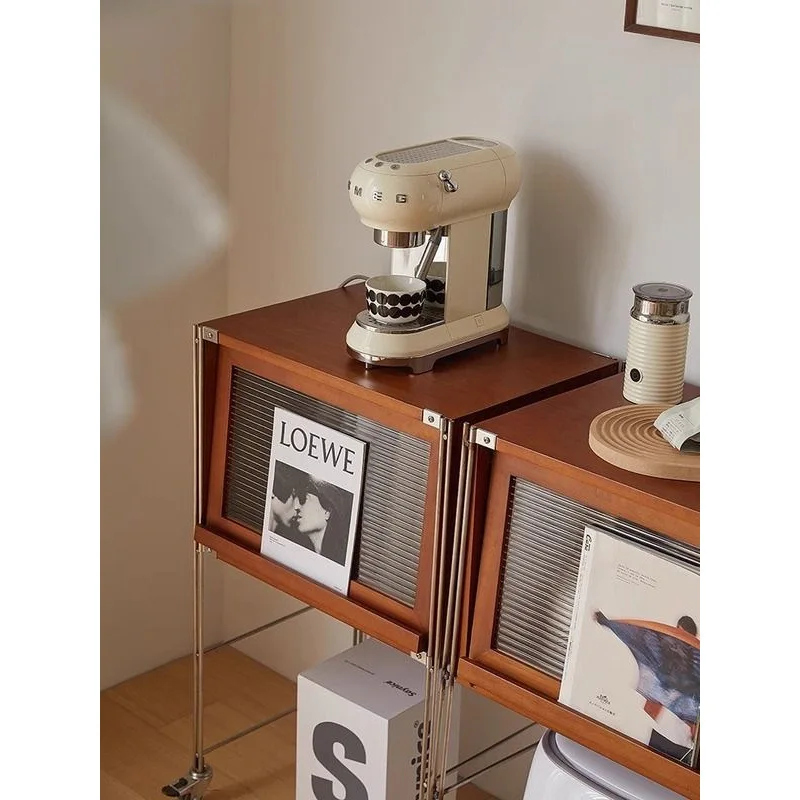 Medieval de madeira maciça varrendo robô prateleira armário móvel retro sala estar estante armário lateral