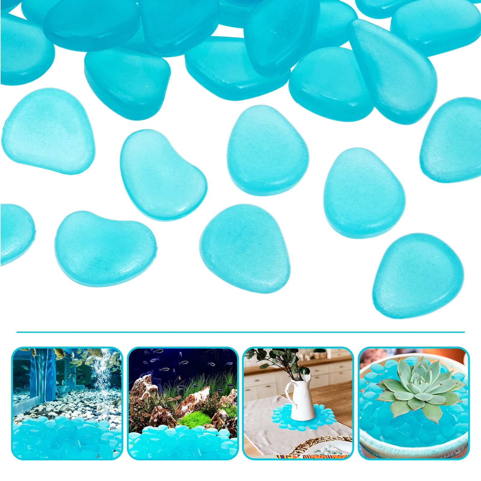 

100Pcs Glowing Pebbles Natural Resin Glow in Dark Rocks for Garden Pathway Fish Tank Decor Aquarium Landscape Stone Adornment