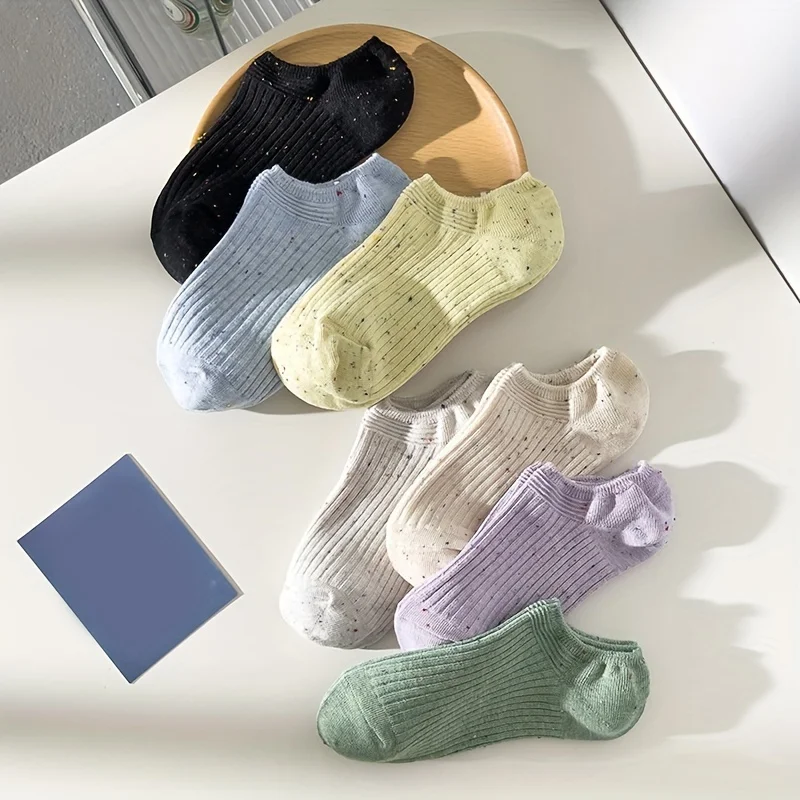 

7 пар цветных носков в горошек, милые и дышащие низкие невидимые носки, женские чулки и чулочно-носочные изделия