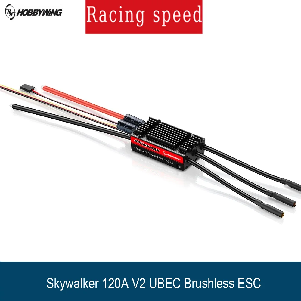 Hobbywing Skywalker 120A V2 UBEC Brushless ESC 3-8S 5V/6V/7.4V/8.4V 10A for RC Airplane Fixed Wing