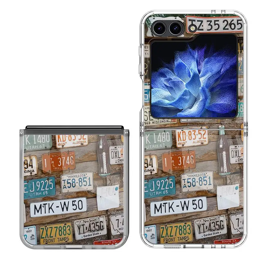 Case for Samsung Galaxy ZFold7 ZFold3 ZFold4 Z Fold 7 6 5 4 3 ZFold6 ZFold5 Hard Phone Cover Trendy Retro License Plate