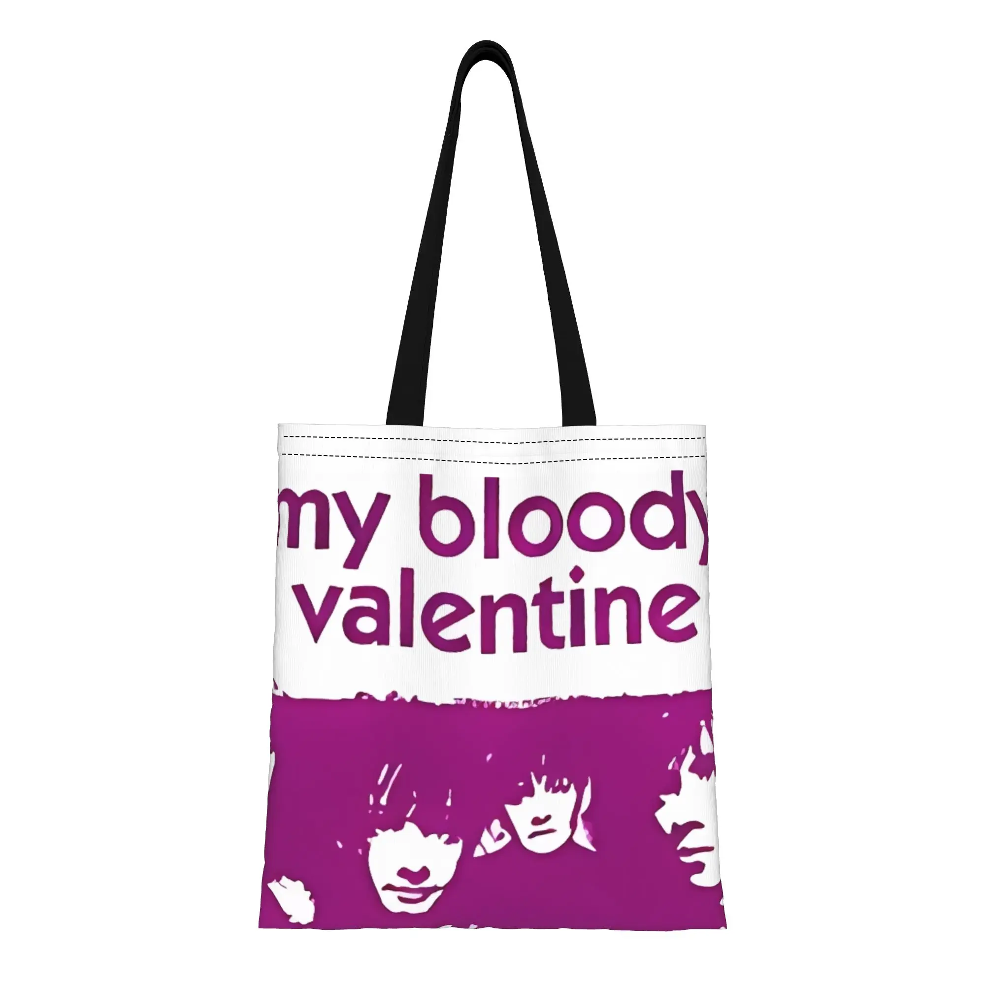 

Сумка-тоут из холщовой ткани My Bloody Valentine в стиле ретро, идеально подходит для покупок, путешествий, активного отдыха, прочная сумка через плечо.