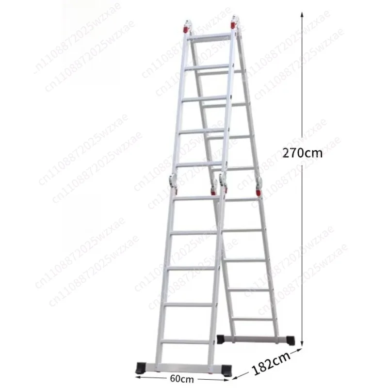 Hot sales Multi-Purpose Folding Ladder, 7-in-1 Tall Extension Step Ladder, A Frame 5 Step Telescoping Ladder, 19ft Reach Height image 3