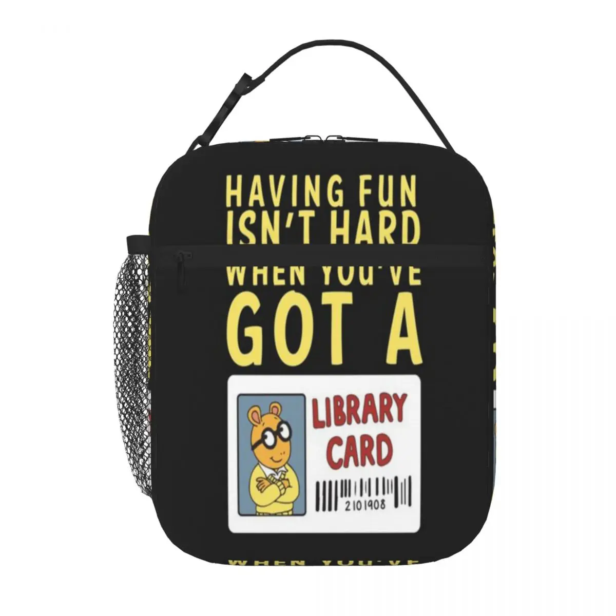 Bestselling Arthur Library Card Classic Insulated Inner Insulated Food Bag Safari Lunch Adjustable Strap Lunch Bag