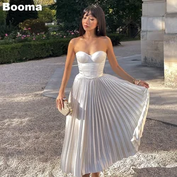 Booma Ivroy A-Line Midi Prom Dresses Sweetheart Pleat Wedding Party Dresses for Women Lace Up Homecoming Evening Dresses Outfits