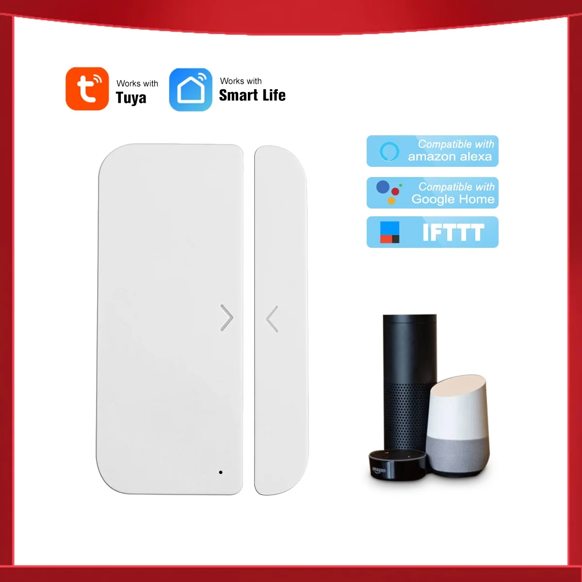 

WiFi Door Alarm Window Sensor Detector Smart Home Security Tuya SmartLife App Control Compatible Alexa Assistant IFTTT