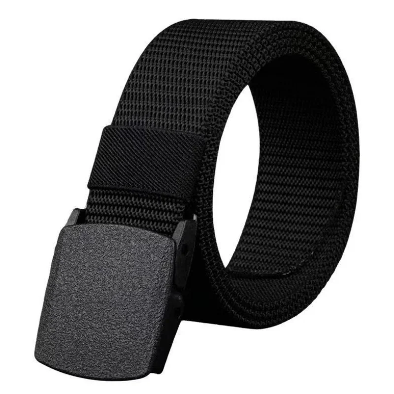 Outdoor unisex tactical belt student military training waistband breathable plastic buckle canvas belt