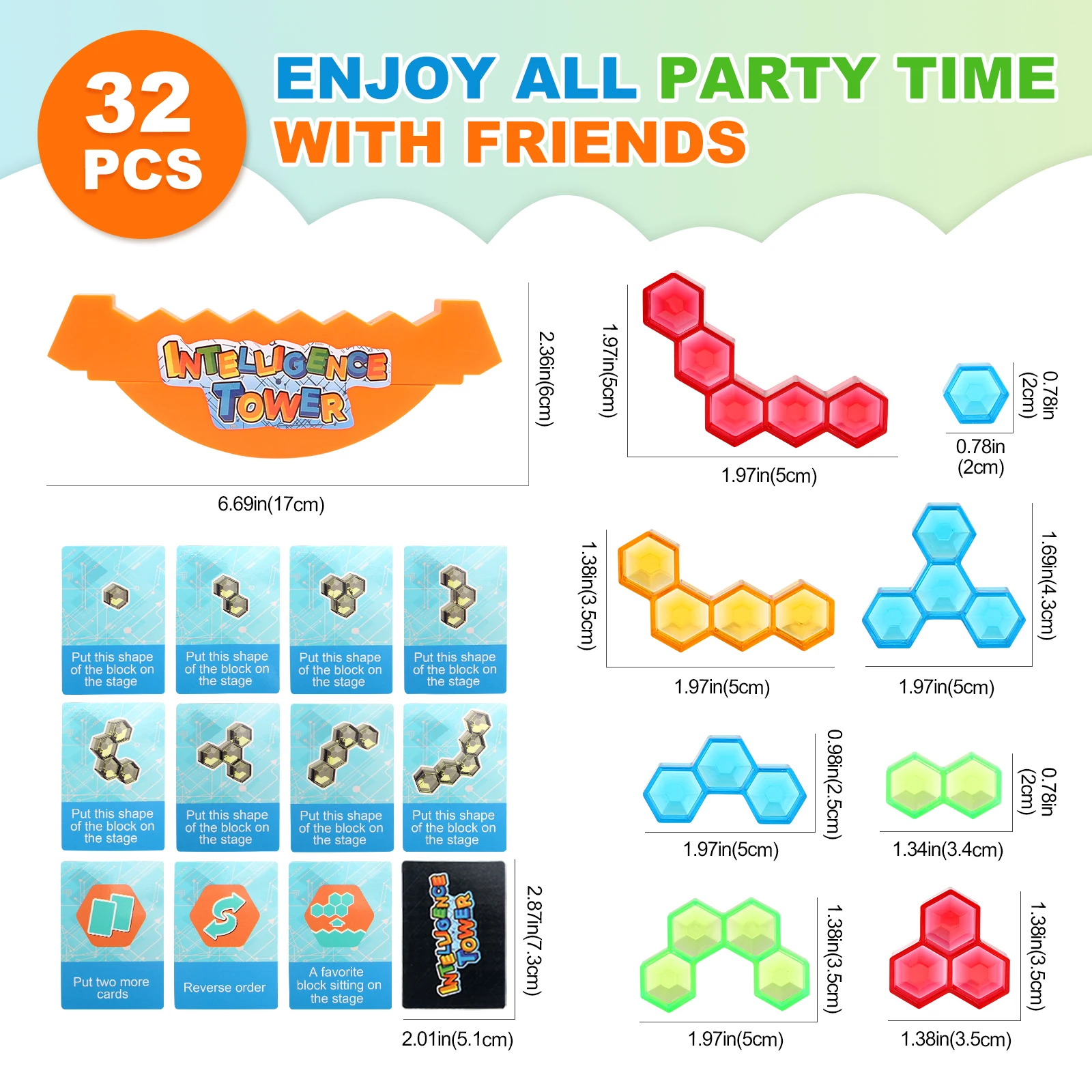 32 個インテリジェンスタワー積み重ねハイブロックゲームバランススタッキングビルディングブロックおもちゃ教育玩具子供デスクトップパーティーおもちゃ