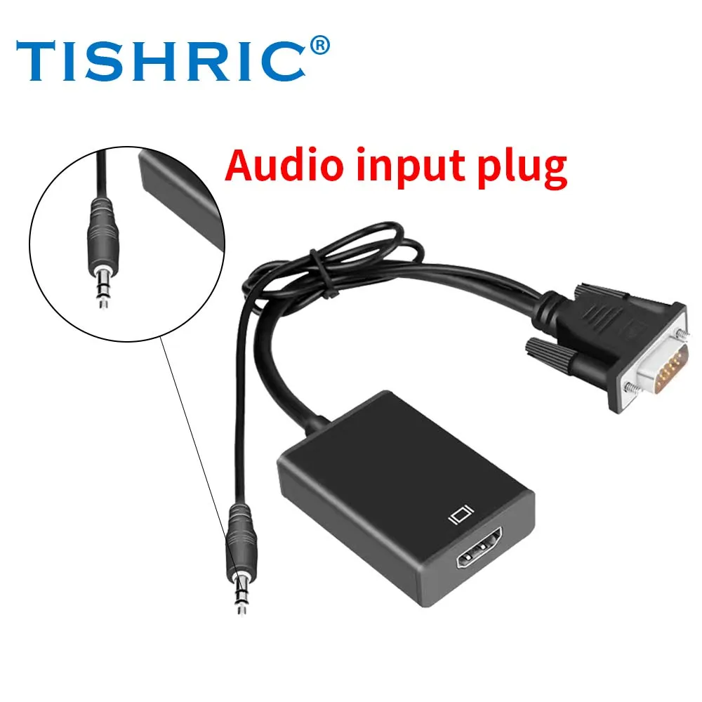 

TISHRIC VGA to HDMI Converter Computer Monitor TV Adapter Cable VGA to HDMI With Audio Power HD Audio Cable All-in-One VGA
