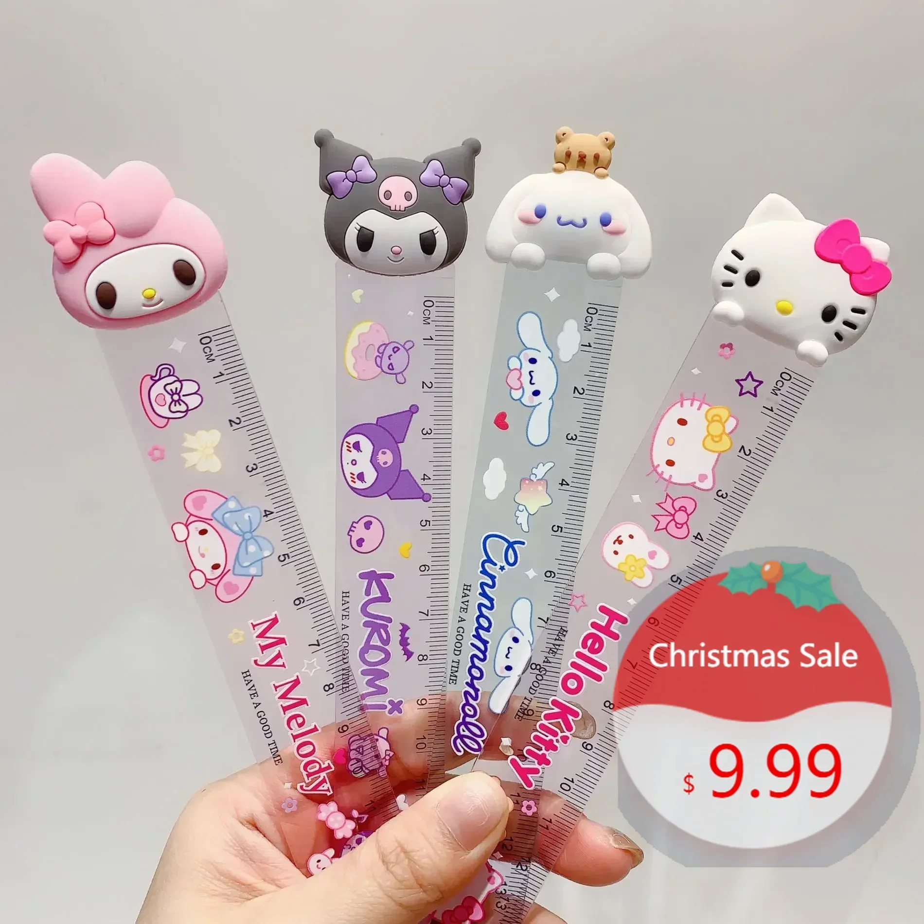 

4Pcs Sanrio Cute Stationery Ruler Cartoon Hello Kitty Kuromi My Melody Cinnamoroll 15cm Rulers Students School Office Supplies