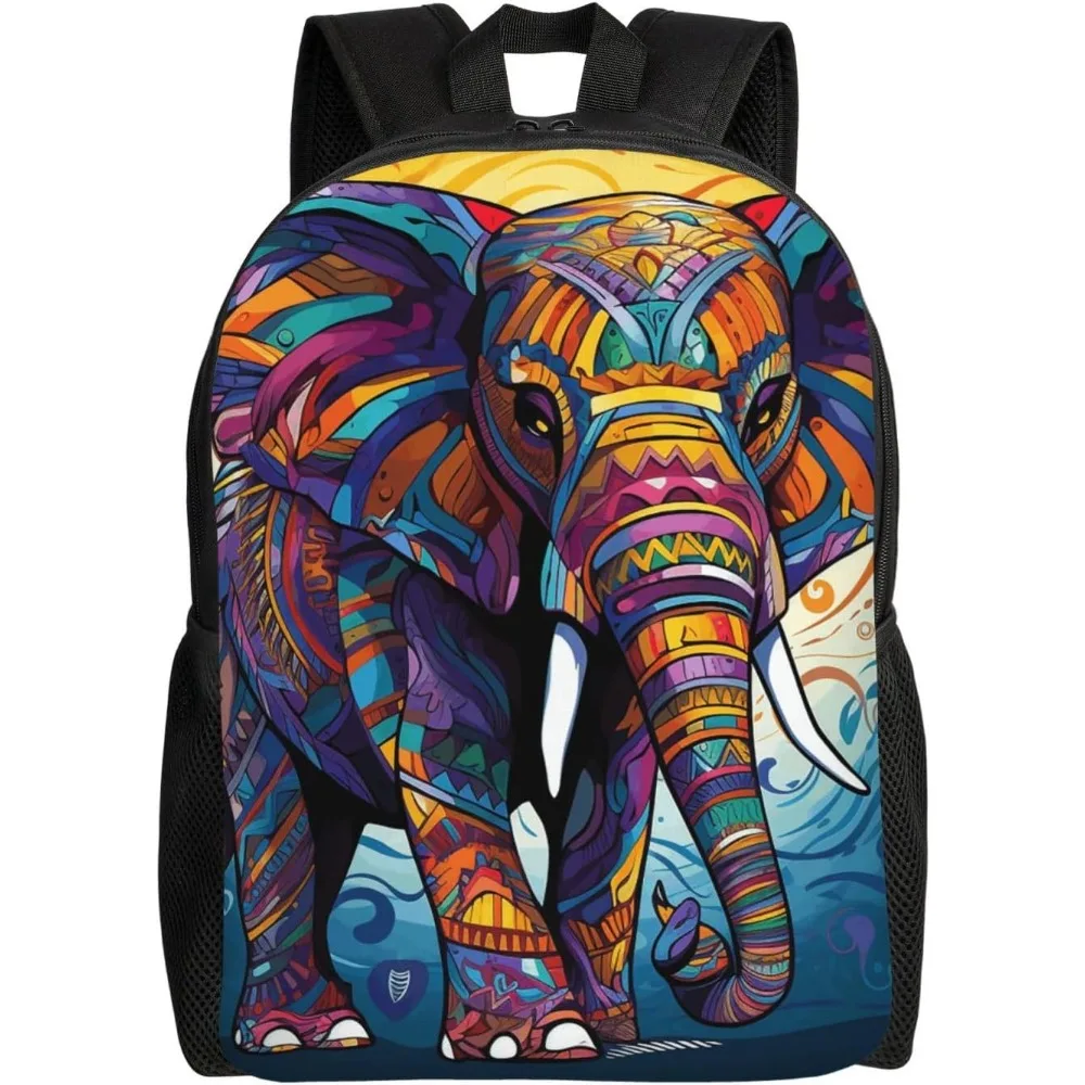 

Colorful Elephant Laptop Backpack For Women Men College Backpack Work Business Computer Bag Lightweight Bookbag Teacher Nurse