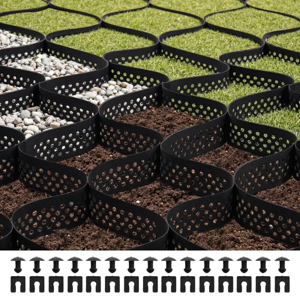 Geocell Ground Grid System for gravel 3 Inch Depth 24.93x9.52 FT Durable Landscape Erosion Control Solution