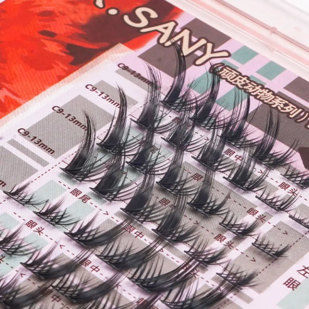 ソフト DIY セグメント化されたつけまつげマンガ愛らしい自己粘着まつげハードステムクラスター接着剤不使用つけまつげメイク