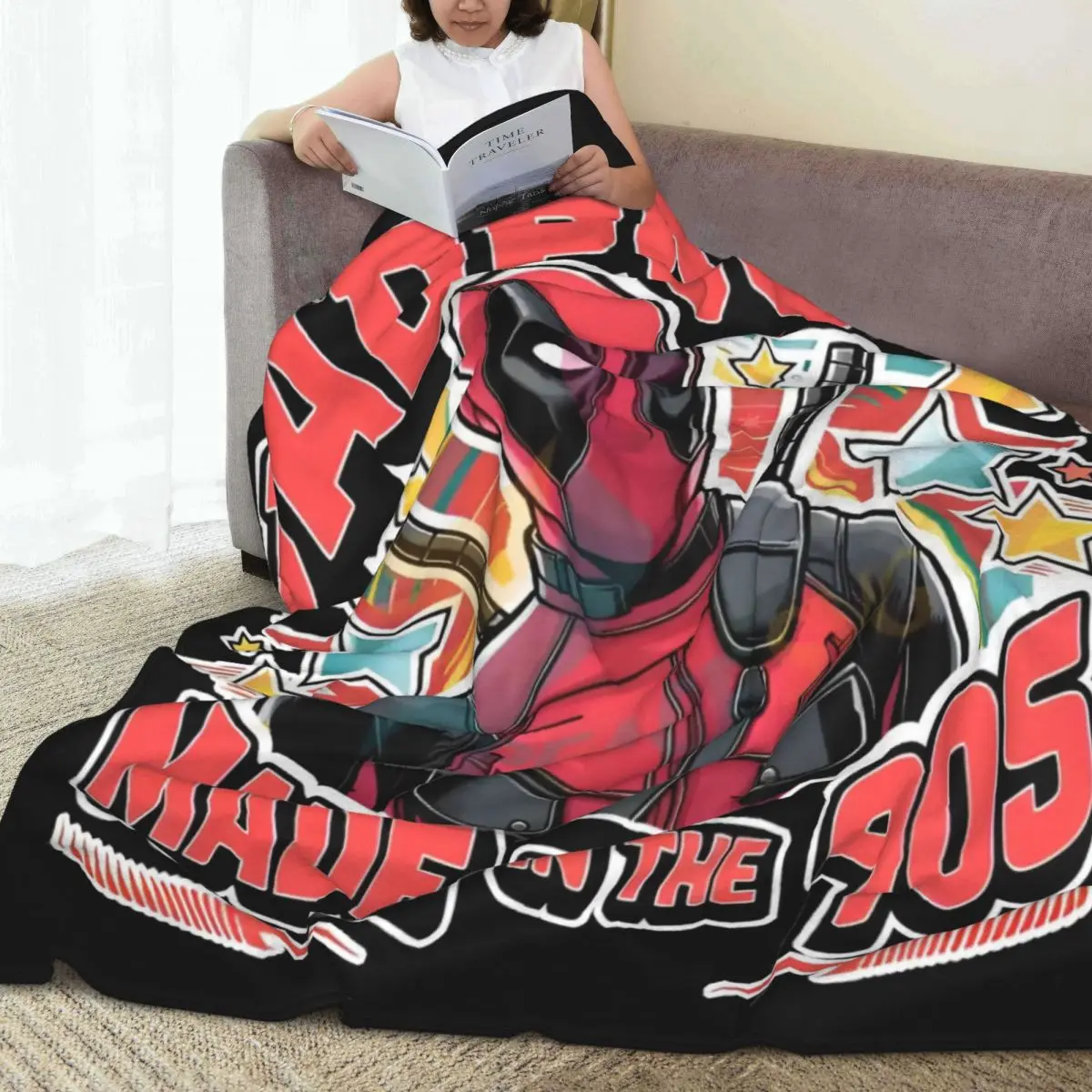 Cartoon Deadpools Flannel Blanket Super Soft Bedding Throws for Home Decor Travel Office Street Trend Bedspread Sofa Bed Cover