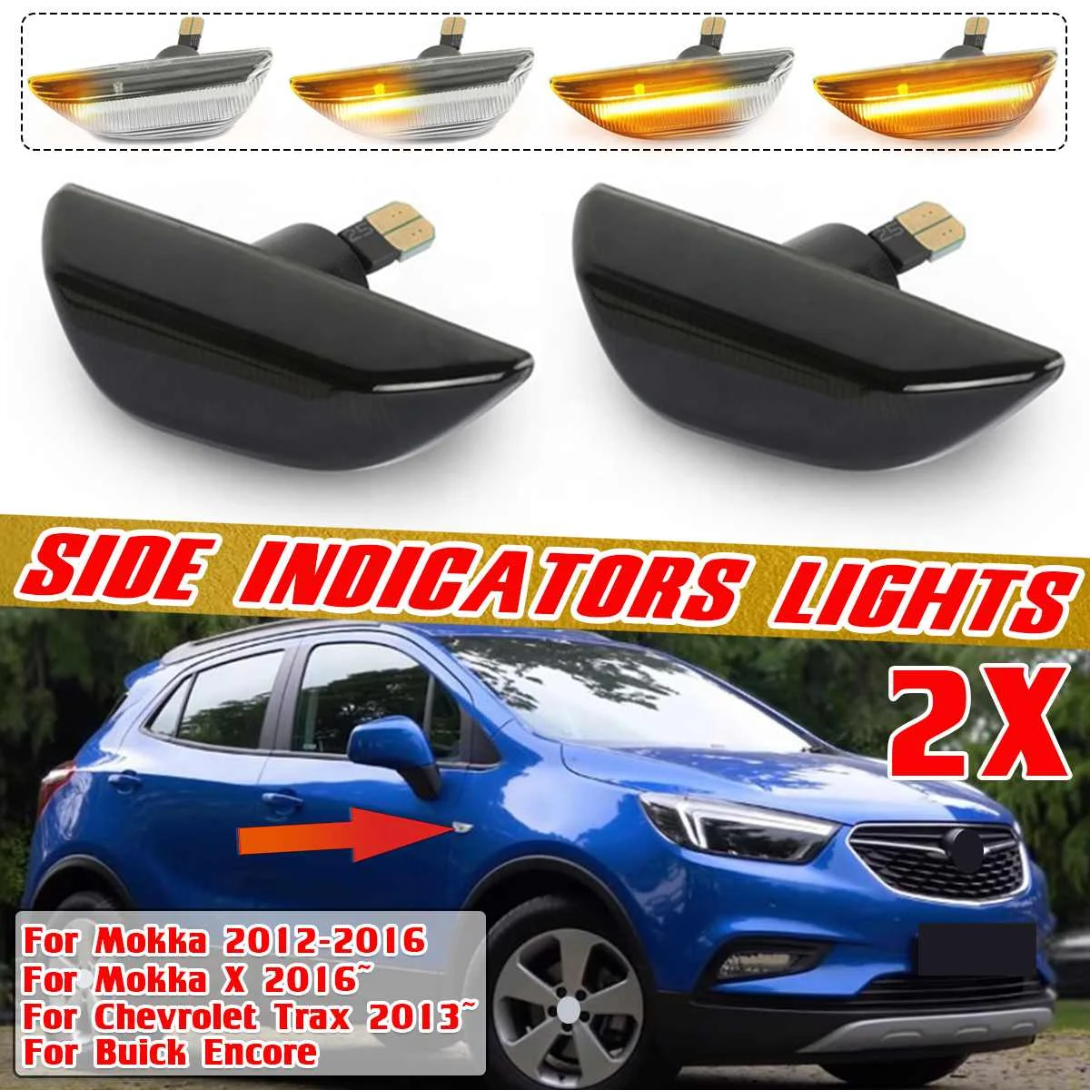 2pcs LED Flowing Side Marker Repeater Light For Opel Mokka X Chevrolet Trax For BuickEncore 2013-2020 Turn Signal Lights Lamp