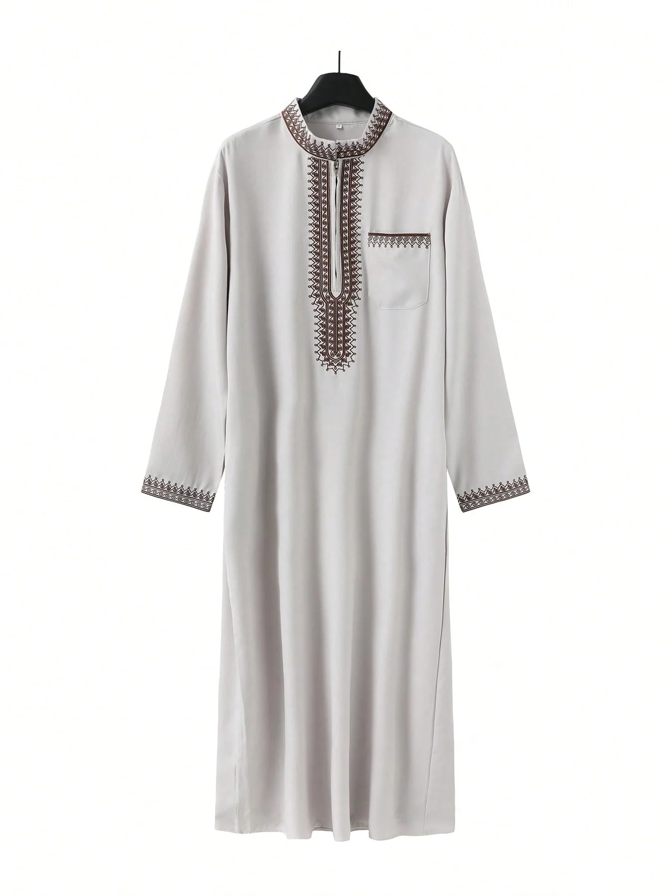 ملابس رجالية مسلمة بأكمام طويلة وياقة مطرزة فضفاضة تقليدية المملكة العربية السعودية ملابس ثقافية عرقية عصرية