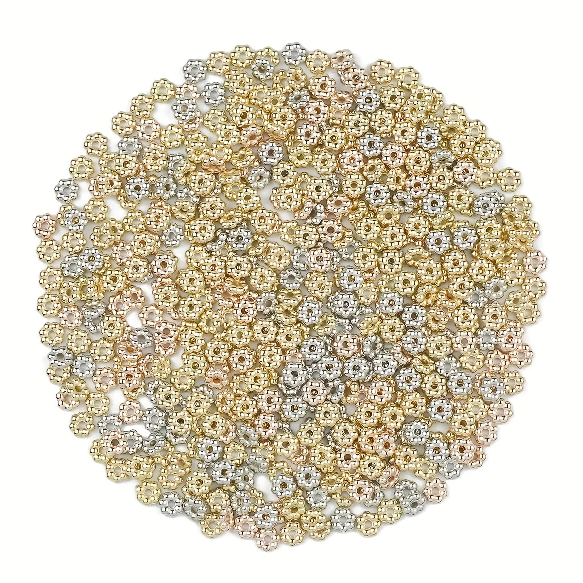 200 Stuks 6MM Sneeuwvlok Rose Goud/Verzilverd CCB Spacer Losse Kralen Voor DIY Armband Ketting Sieraden Maken accessoires
