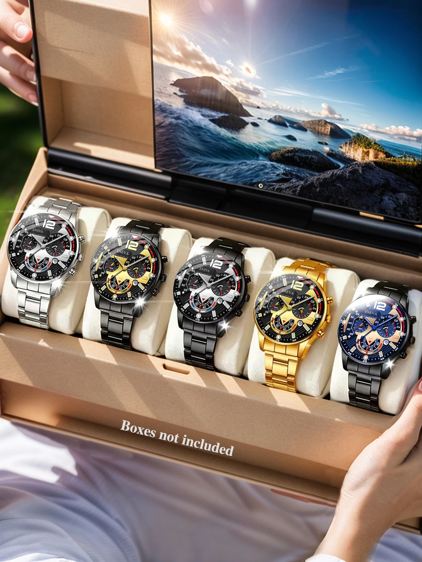 Men's Watch Versatile Fashion Steel Strip Quartz Watch Charm Business Men's Watch, does not include the box