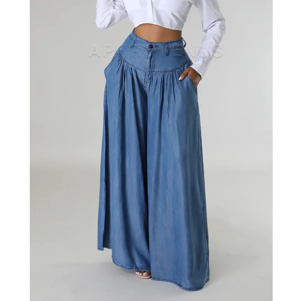 

Fashion Ladies Pants Slim Solid Color Long Wide Leg Elegant Flared Pants Drawstring Trousers Loose Fit High Waist Pants