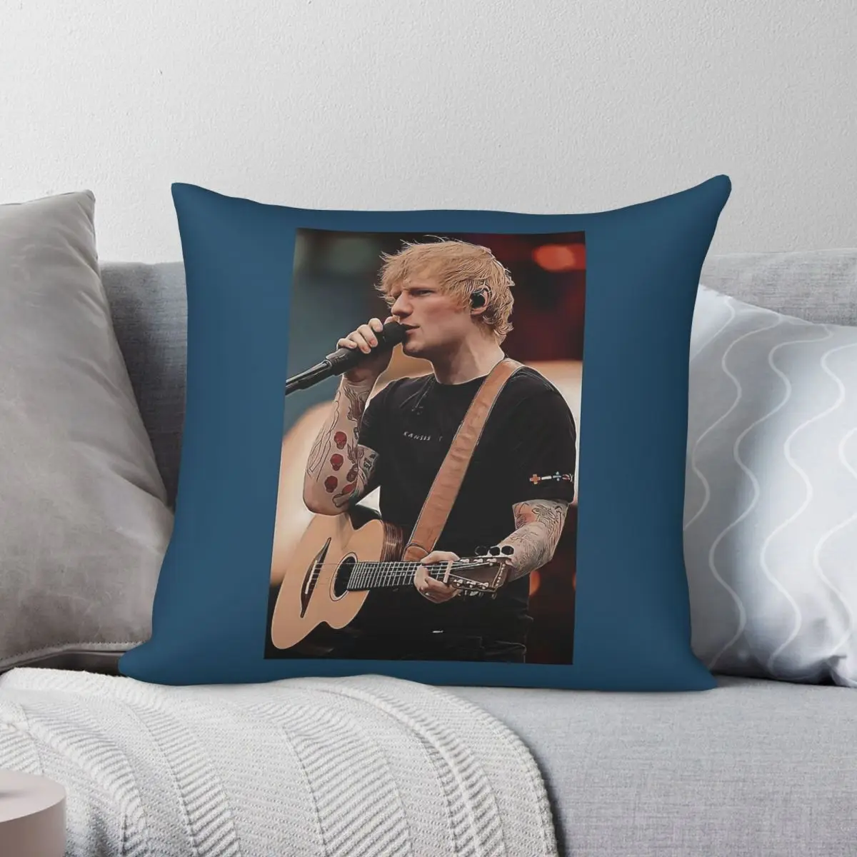 Ed Sheeran Singer Square Pillowcase Polyester Linen Velvet Printed Zip Decorative Pillow Case Home Cushion Cover