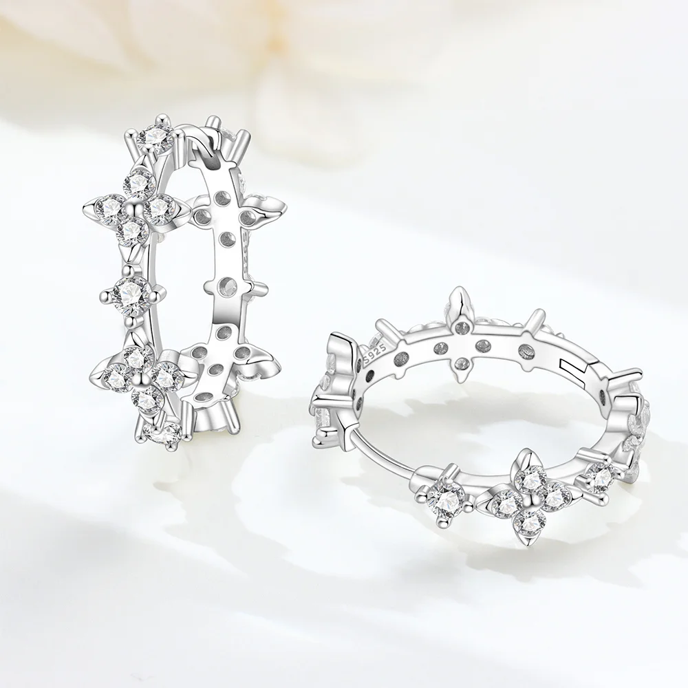 أقراط على شكل زهرة 925 فضية وردية ماغنوليا الزرقاء ليف هوب أقراط للنساء اكسسوارات الزفاف هدايا عيد الميلاد الذكرى السنوية #5