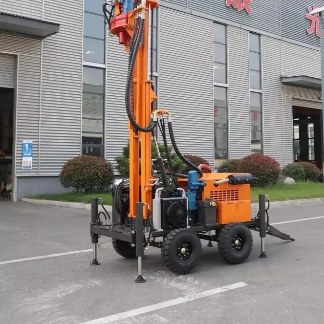Customized 200M Deep Well Drill Wheel Crawler Diesel Hydraulic Portable Independent Hydraulic Pump Water Well Drilling Machine