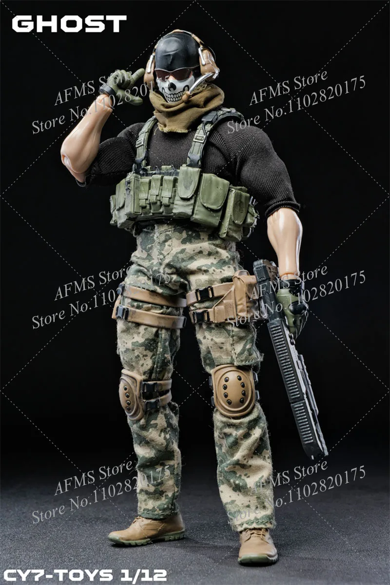 CY7 TOYS Figurka kolekcjonerska w skali 1/12 Ghost Mini Military War Collection Dolls Pełny zestaw 6-calowych męskich figurek żołnierzy Model akcji