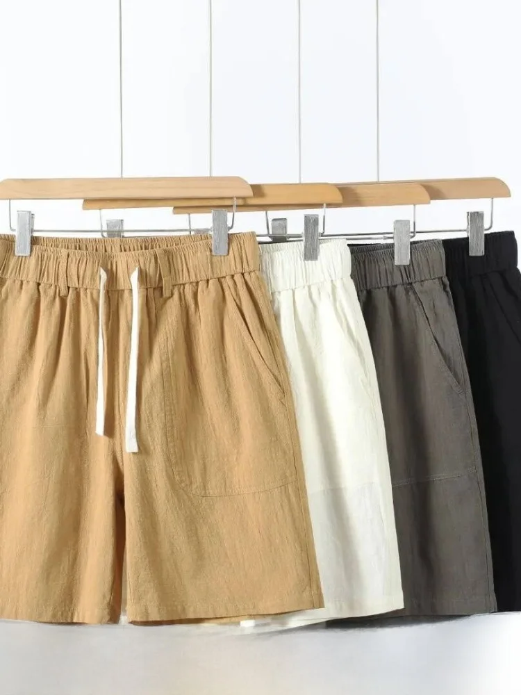 

Casual Cotton Linen Blend Men's Shorts Comfortable Breathable Summer Fashionable Versatile Texture Shorts Standard Fit Folded...