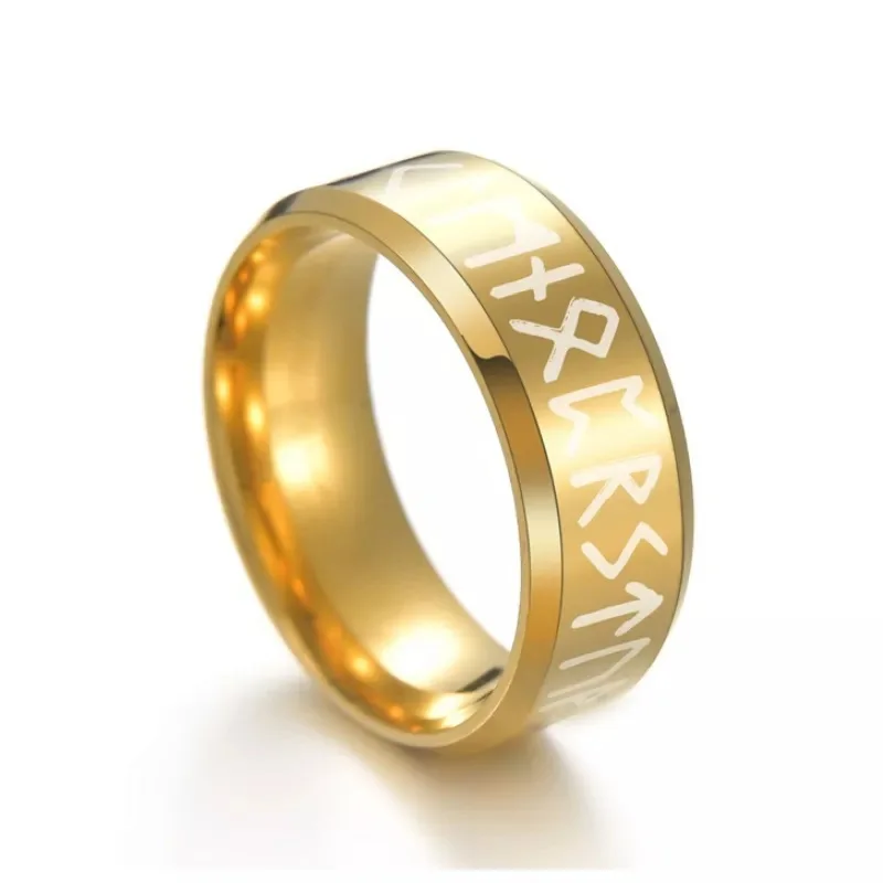 Bague en acier inoxydable pour homme, style tendance, double lettre Rune GROOdin, amulette nordique rétro, bijoux à breloques, accessoires cadeaux