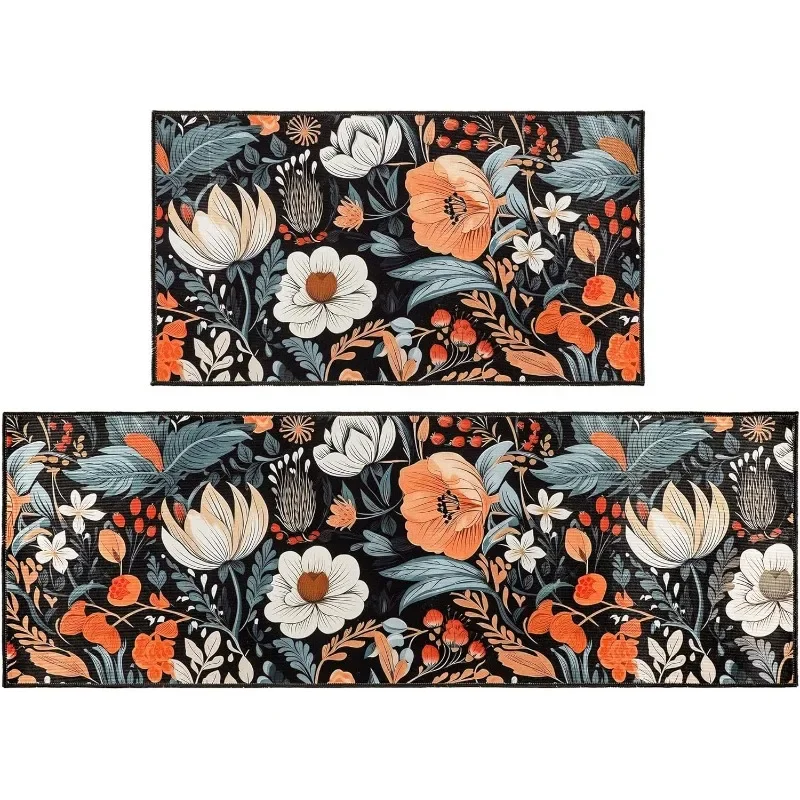 Kitchen Carpet 2-piece Set Summer Home Decoration Carpet Washable Non slip Soft Cushion, Suitable for Laundry Pool and Bathroom