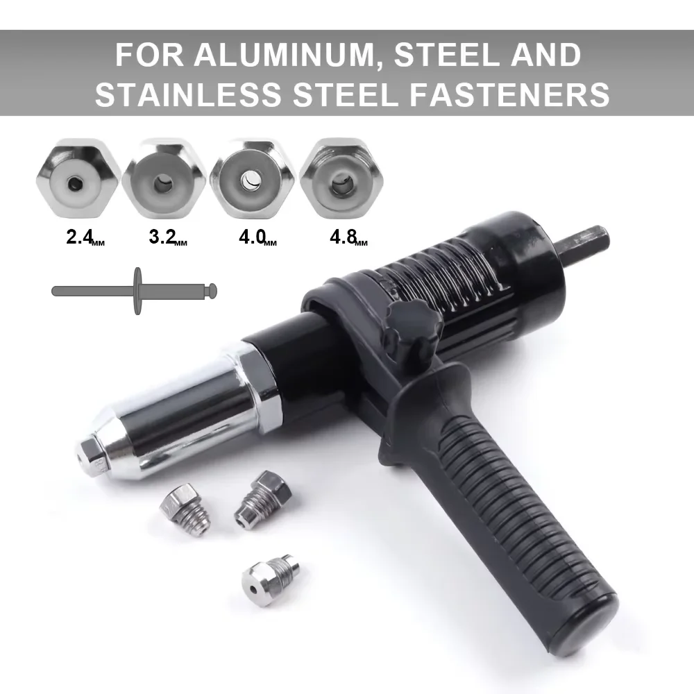 

Quick & Easy Rivet Pulling Drill Bit Adapter with Hex Shaft Professional Rivet Gun Adapter,2.4/3.2/4.0/4.8mm,Cordless Rivet Gun