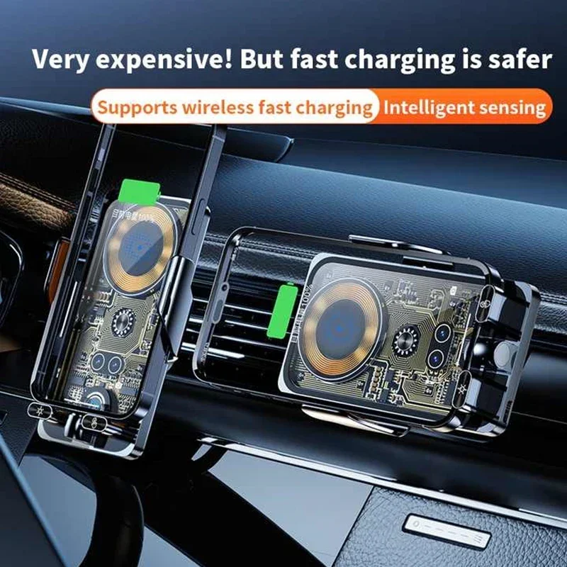 15W Smart Sensor Auto Drahtlose Ladegerät Auto-Clamping Auto Telefon Halter Für iPhone16 Samsung Huawei Automatische Sensing Telefon halter