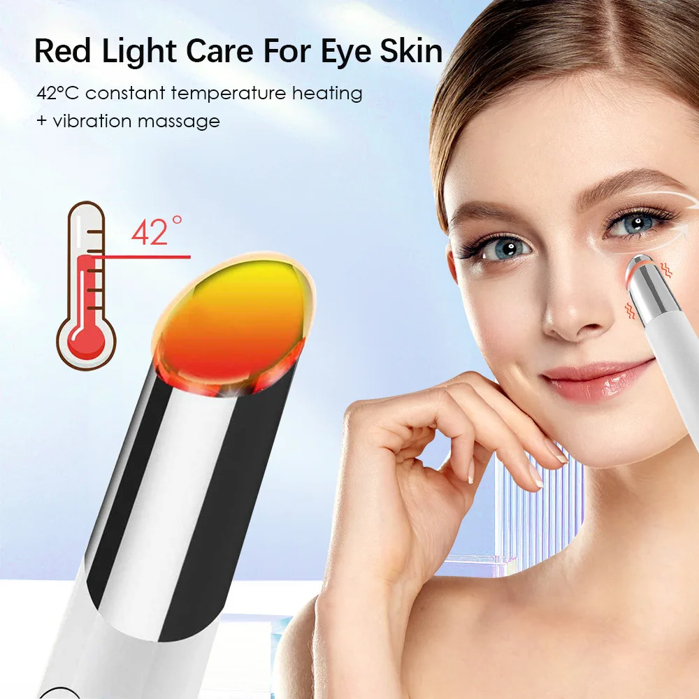 Elektryczny masażer do oczu Wand Heat Vibration LED Photon Eye Massage Pen Anti Aging Dark Circle Lip Lines Removal Beauty Device