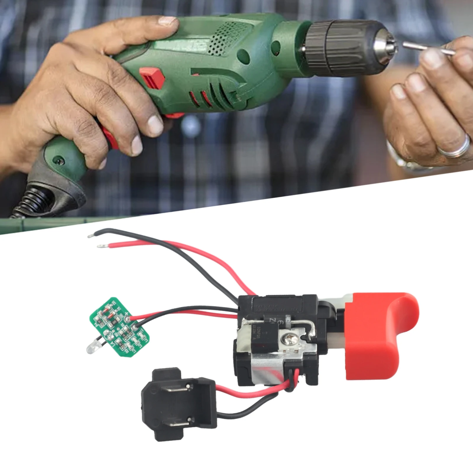 Electric Power Tool Drill Trigger Switch Black+Red DCJZ1601 Plastic + Metal Power Tool Switch Illuminating Function