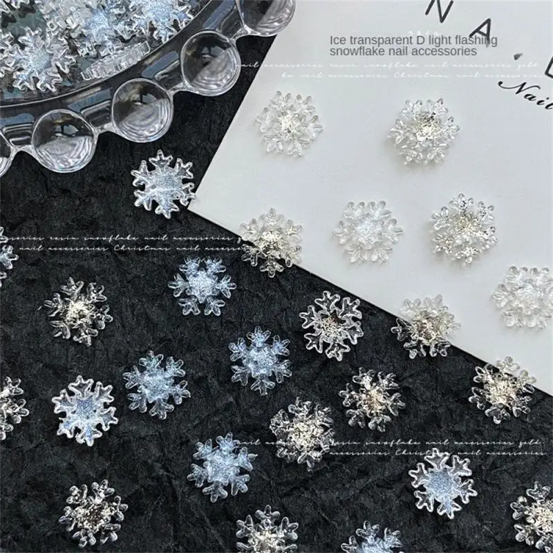 50 Nail Art New Year Christmas Snowflake Jewelry Fine Glitter Sequins White Gradient 3d Resin Diamond Nail Decoration